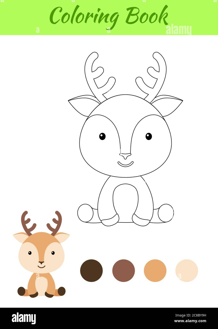 Libro para colorear de ciervos imãgen vectorial de stock
