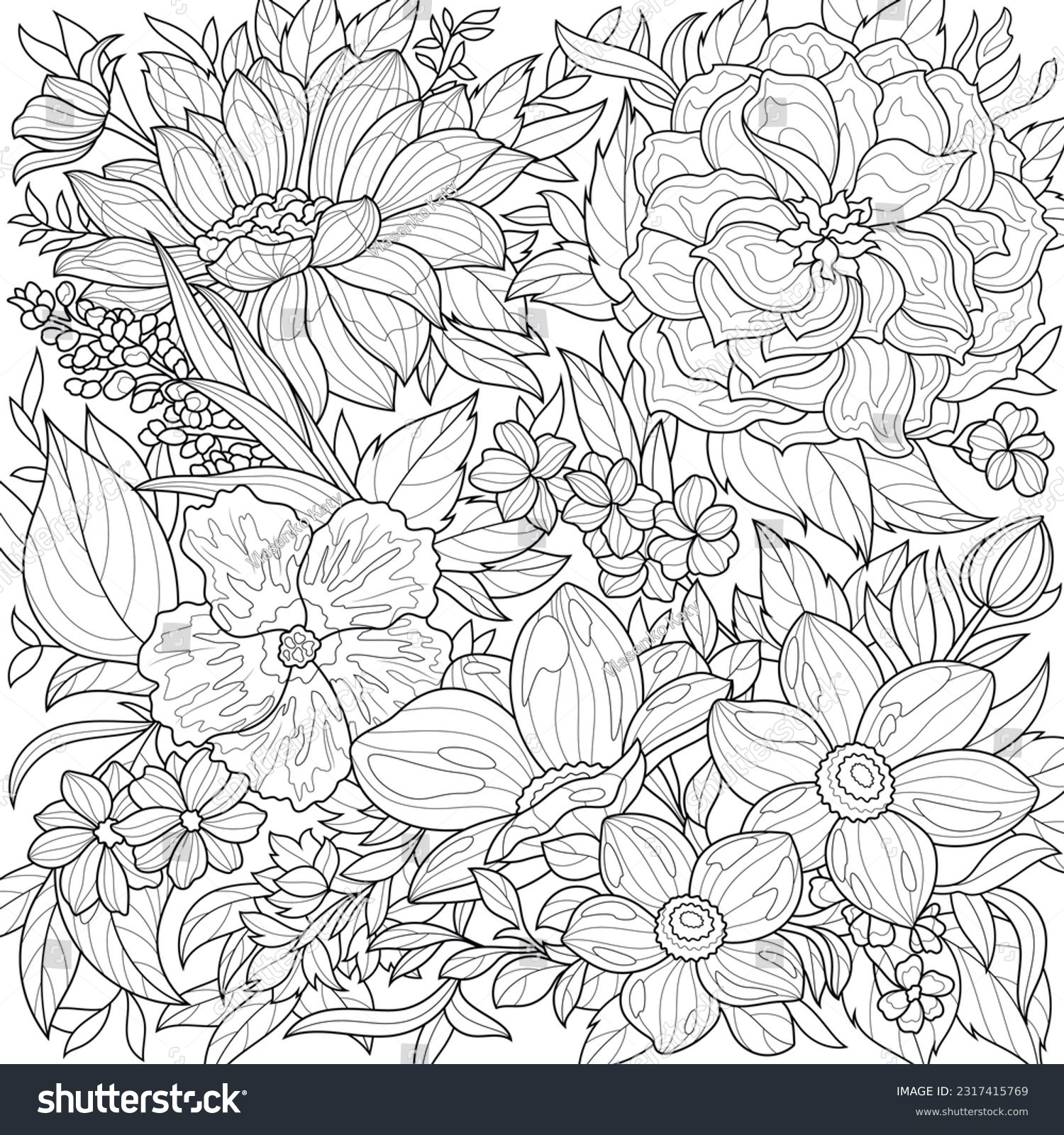 Thousand coloring book flower royalty