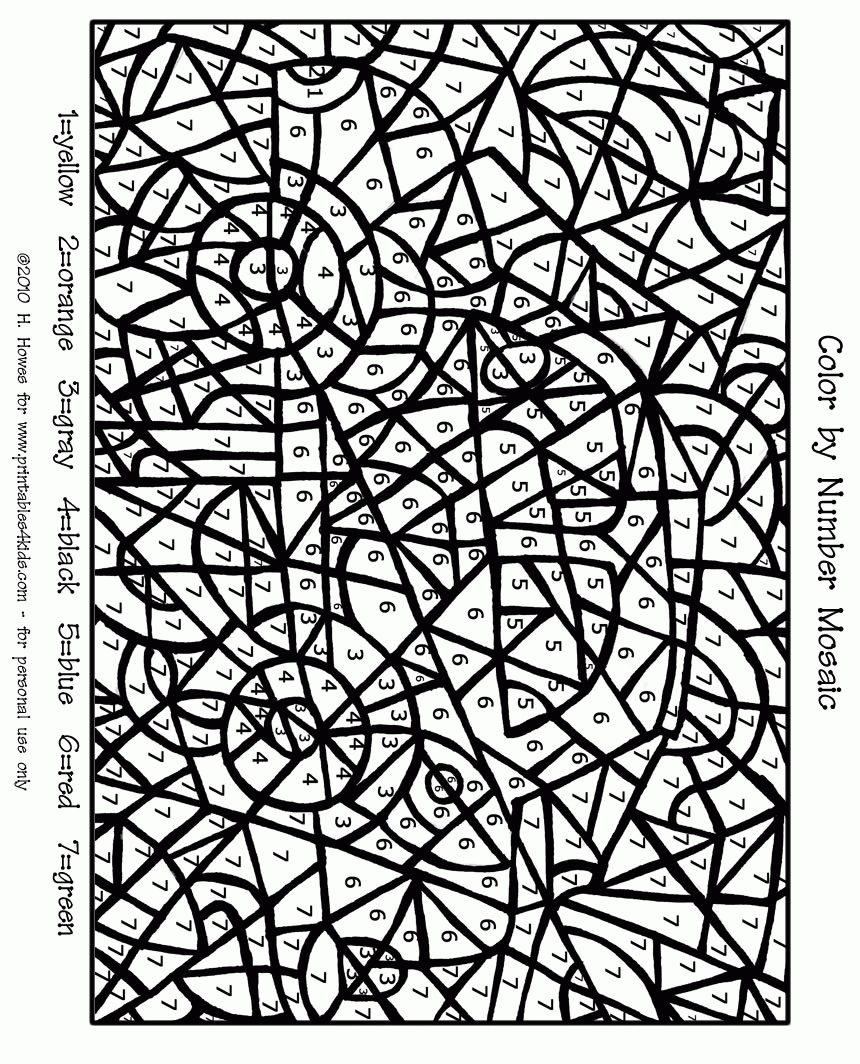 Difficult color by number hard
