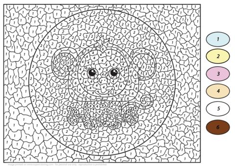Cute monkey color by number coloring page penguin coloring pages penguin coloring coloring pages inspirational
