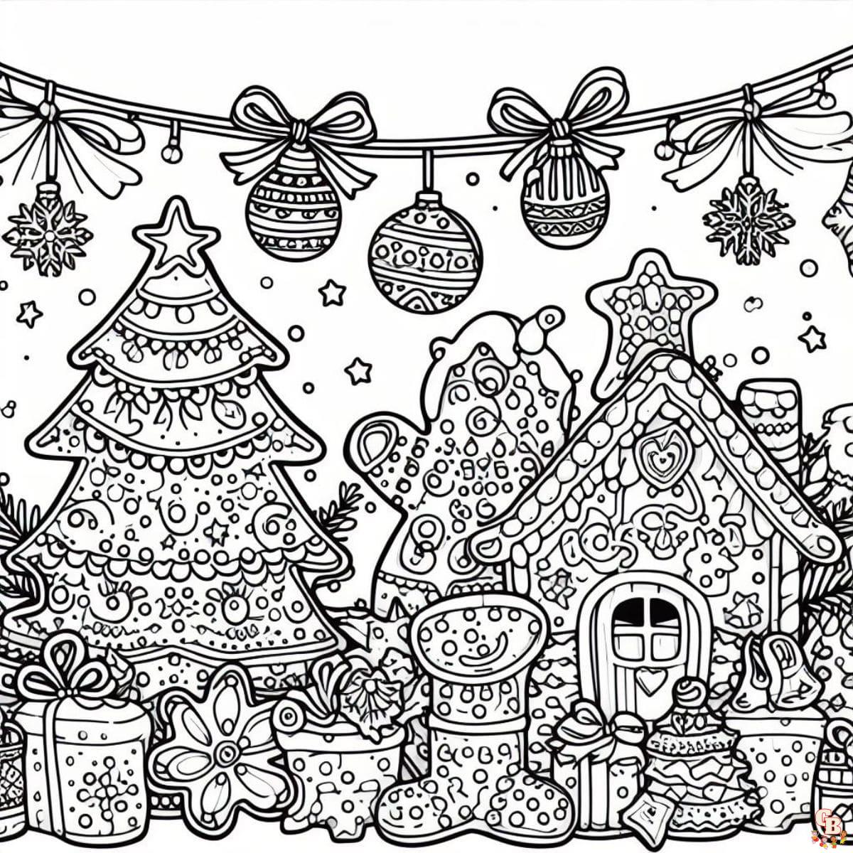 Gingerbread christmas coloring pages free printable for kids