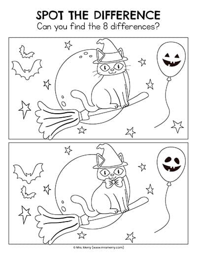 Halloween spot the difference printables mrs merry