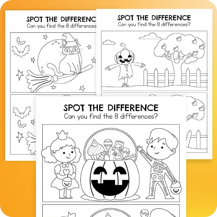 Halloween spot the difference printables mrs merry