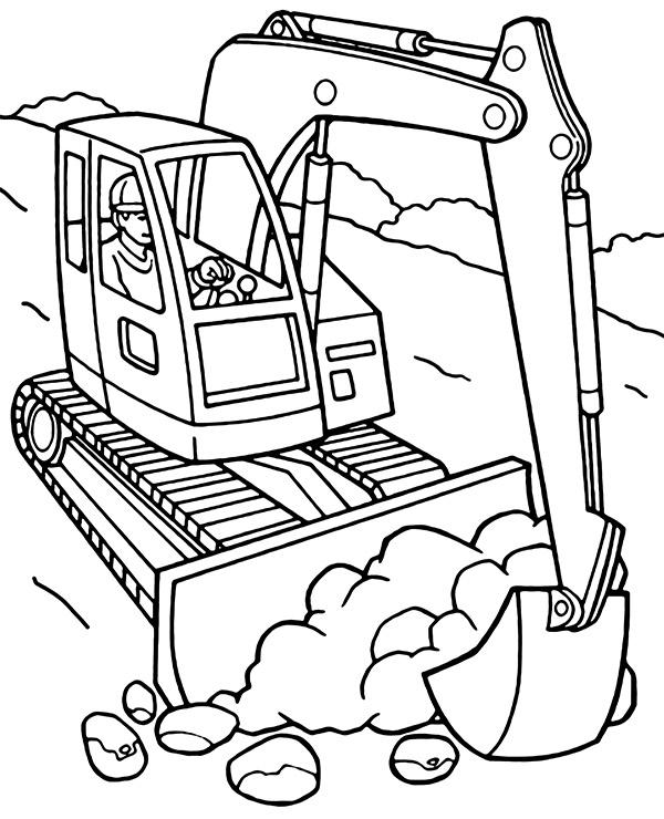 Printable excavator coloring page