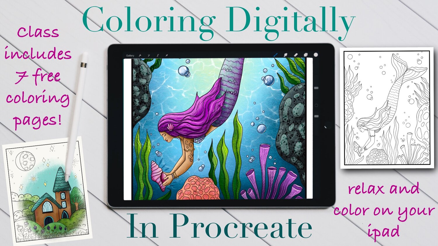 Procreate coloring pages and how to color digitally on your ipad â the swimming owl