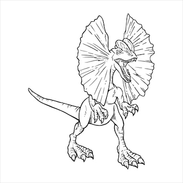 Premium vector dilophosaurus line art dinosaur coloring page dilophosaurus black and white