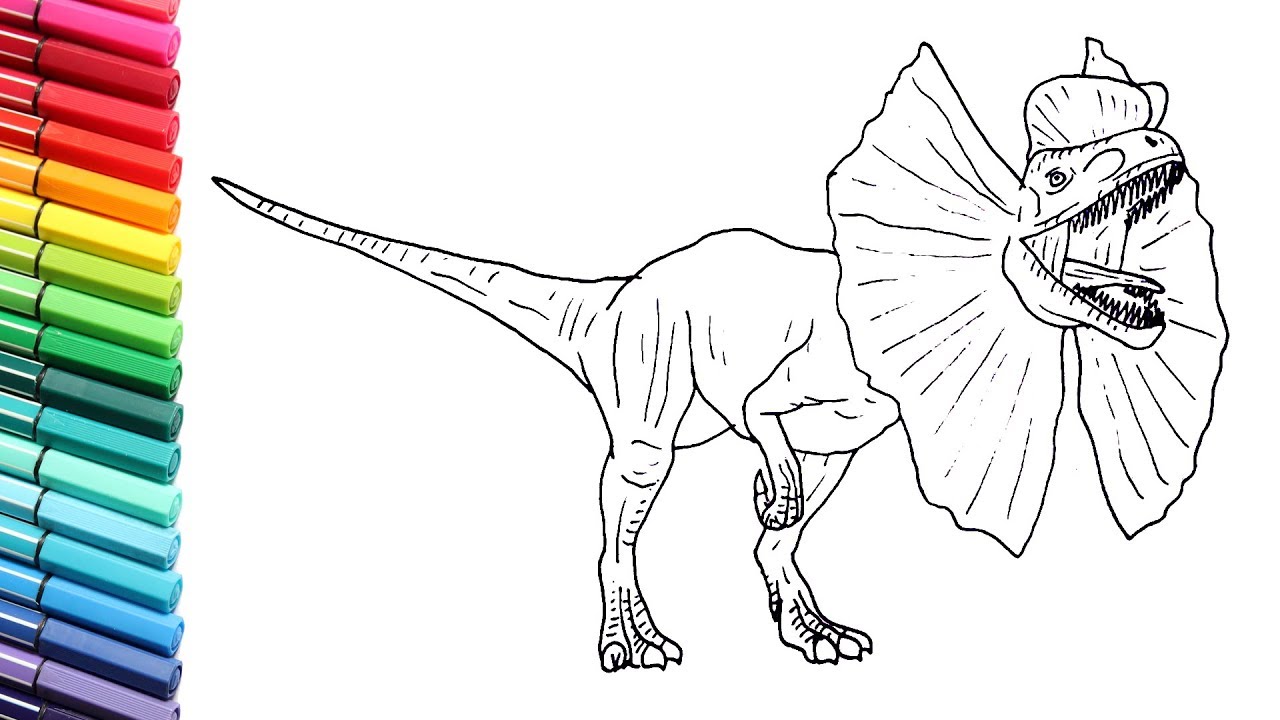 How to draww and color the dilophosaure