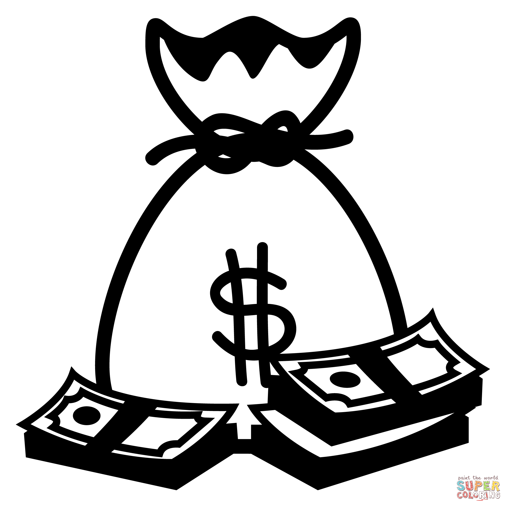 Money bag emoji coloring page free printable coloring pages
