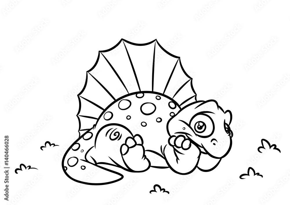 Dinosaur dimetrodon coloring page cartoon illustrations isolated image animal character illustration