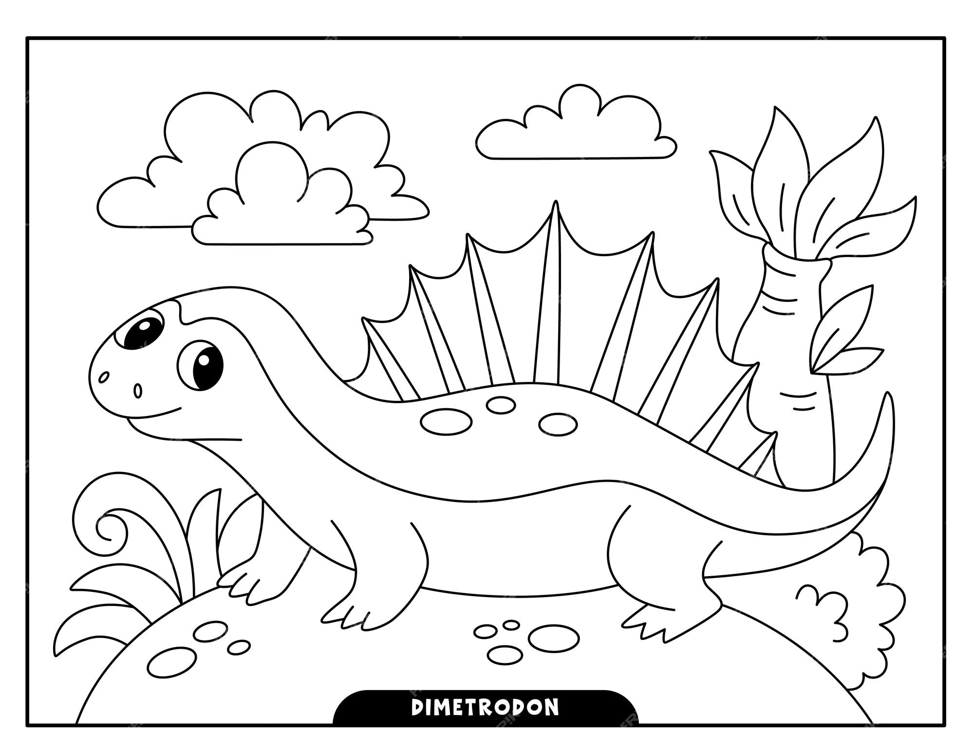 Premium vector dimetrodon coloring pages for kids