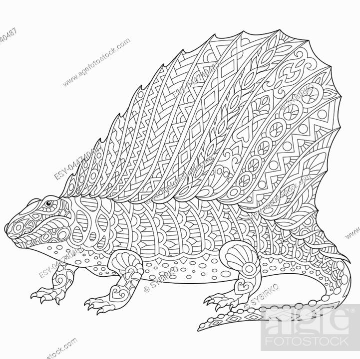 Coloring page of dimetrodon dinosaur fossil reptile of the permian period stock vector vector and low budget royalty free image pic esy
