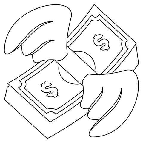 Money with wings coloring page free printable coloring pages