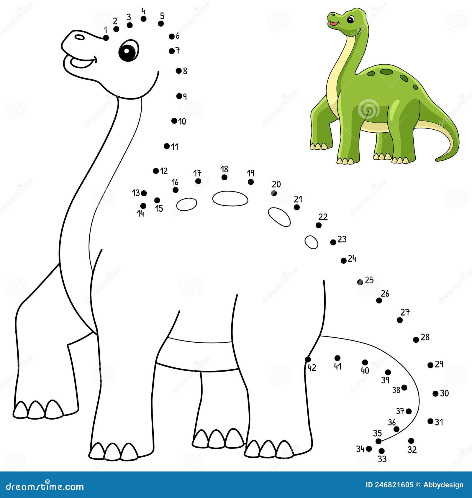 Dot to dot brachiosaurus dinosaur isolated stock vector