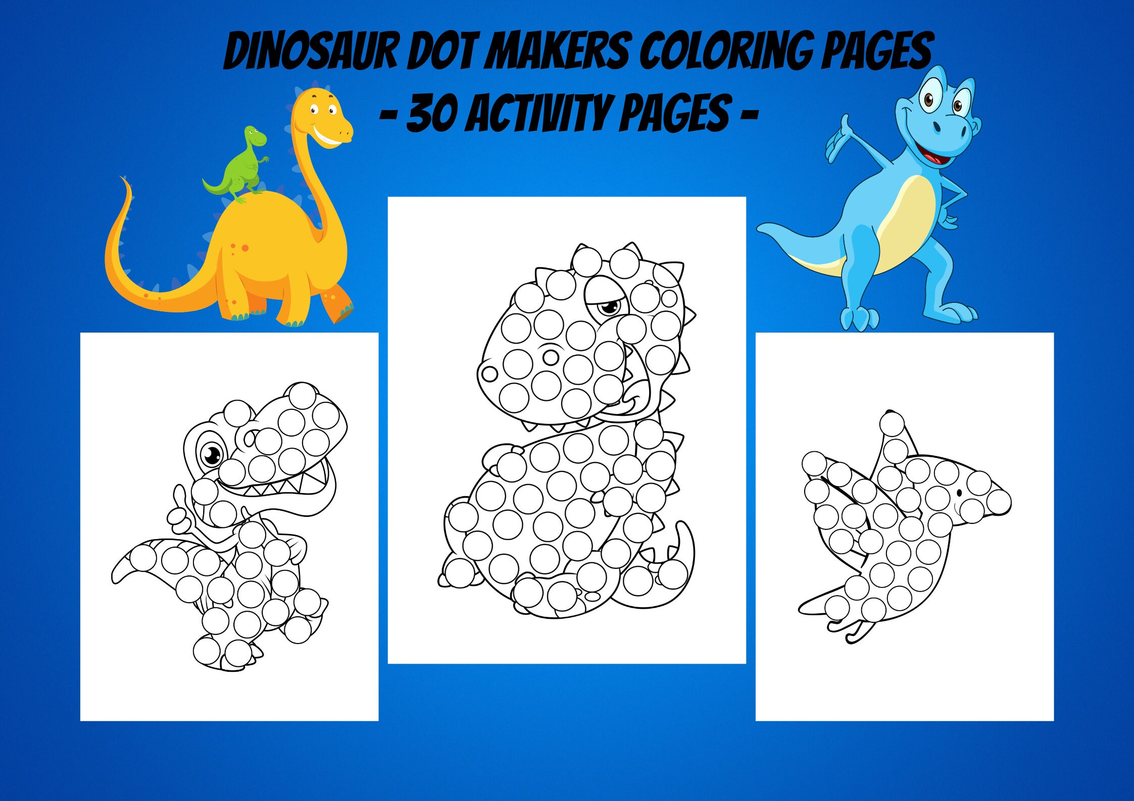 Dinosaur dot makers printable coloring pages dinosaurs activities for kids boys girls dinosaur digital activity book