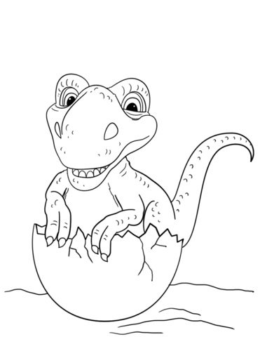 Dinosaur hatching from egg coloring page free printable coloring pages