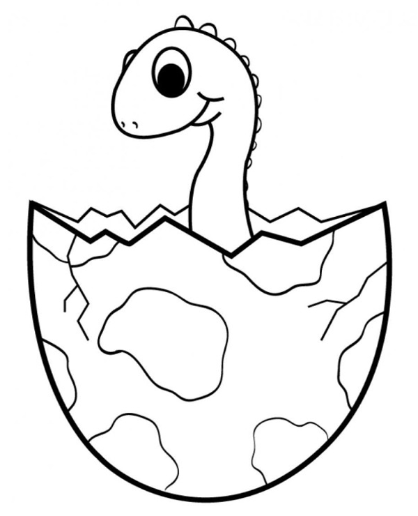 A little dinosaur in egg coloring page