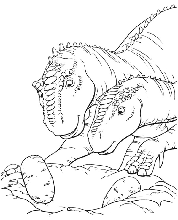 Dinosaurs nest on printable coloring page book for children