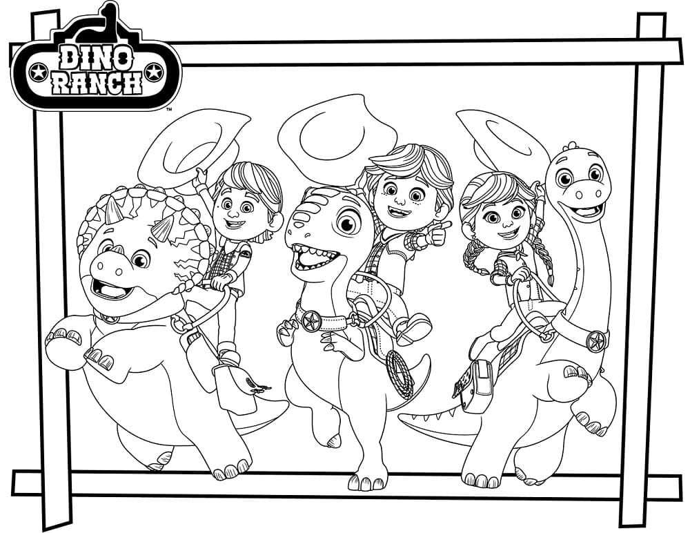 Dinosaur coloring book from dino ranch printable and online