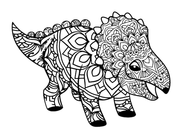 Premium vector dinosaur mandala coloring pages for kids and adult premium vector