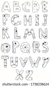 Cute monster dinosaur full colorless coloring stock illustration