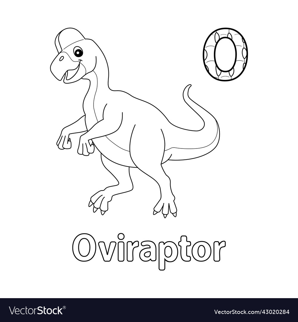Oviraptor alphabet dinosaur abc coloring page o vector image