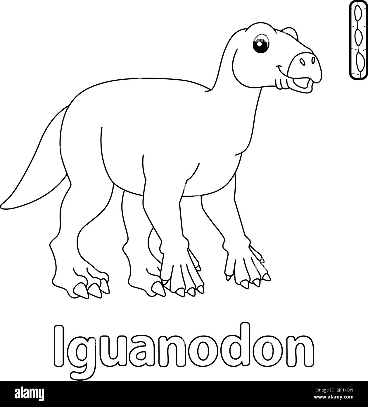 Iguanodon alphabet dinosaur abc coloring page i stock vector image art