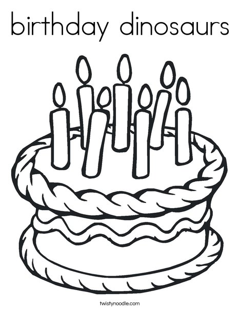 Birthday dinosaurs coloring page
