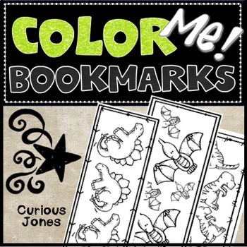 Bookmarks to color dinosaur by curious jones tpt