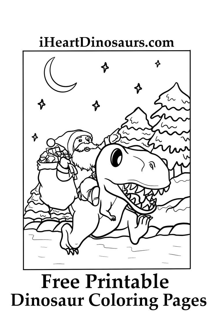 Christmas dinosaur coloring page