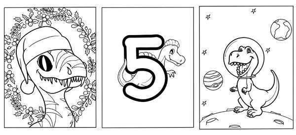 Christmas dinosaur coloring page