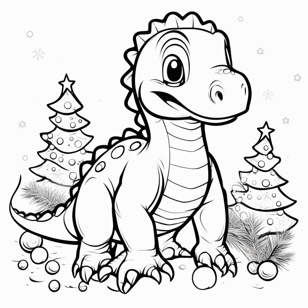 A cute dinosaur line art