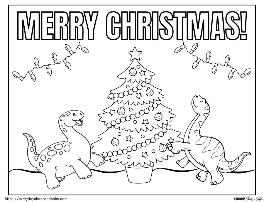 Free printable christmas dinosaur coloring pages