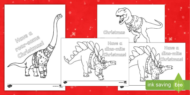 Christmas dinosaurs louring pages teacher made