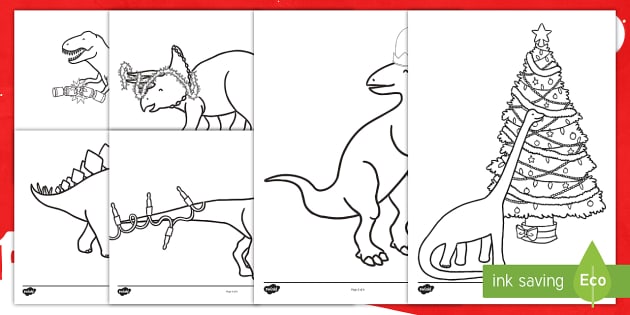 Christmas dinosaurs louring pages teacher made