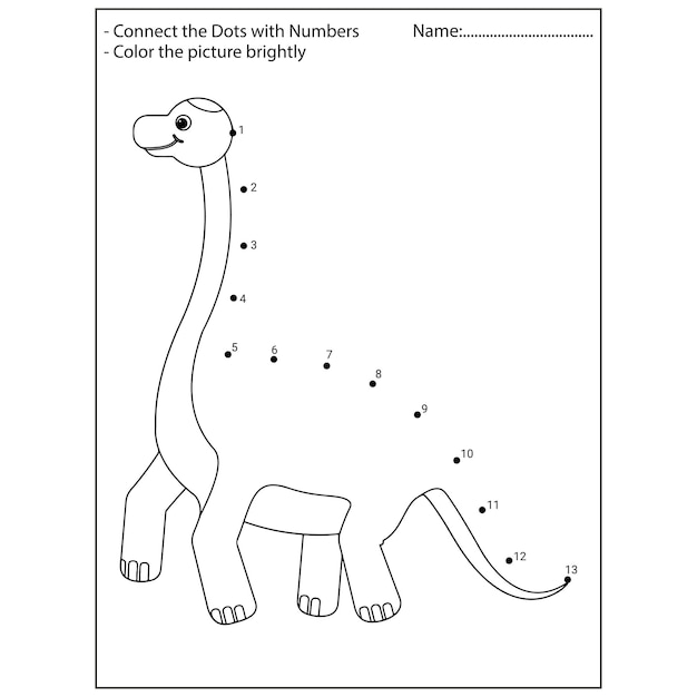 Premium vector dinosaur connect the dots kindergarten activities