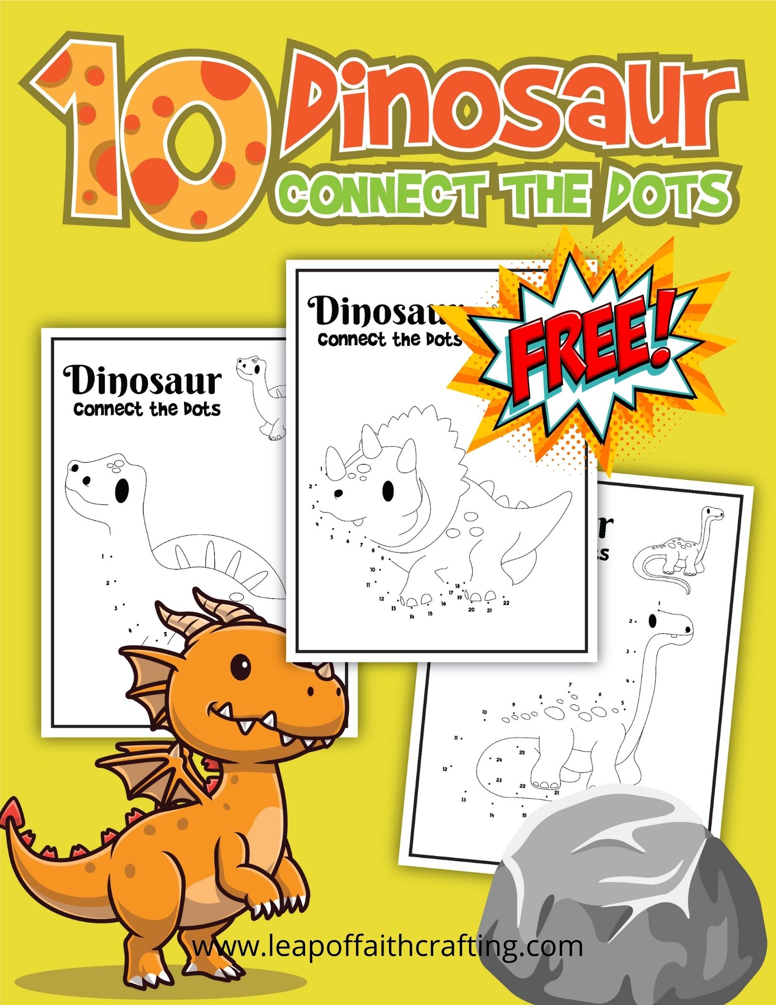 Dinosaur connect the dots free printables
