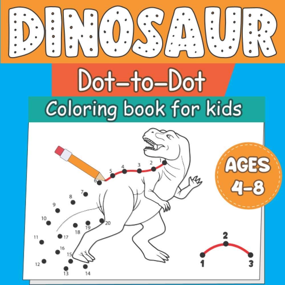 Dinosaur dot to dot coloring book for kids ages