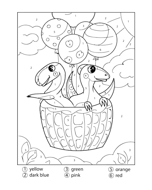 Premium vector dinosaurs activity color by number coloring pages