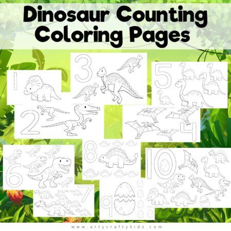 Dinosaur number coloring pages