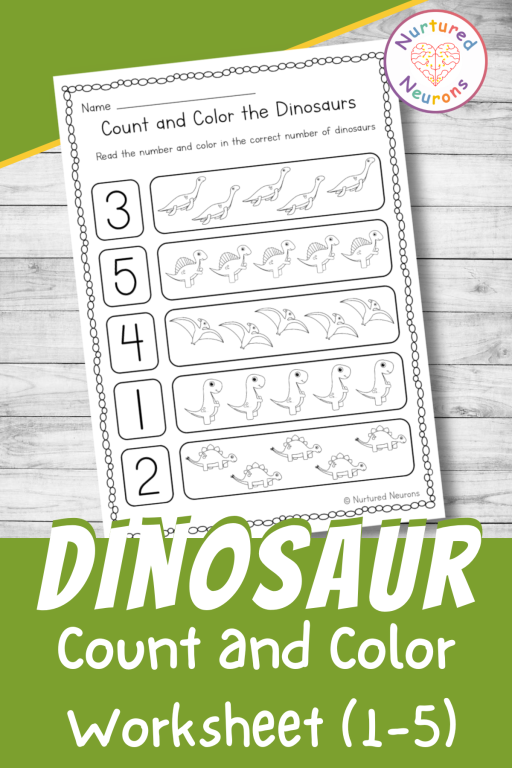 Dinosaur count and color worksheet
