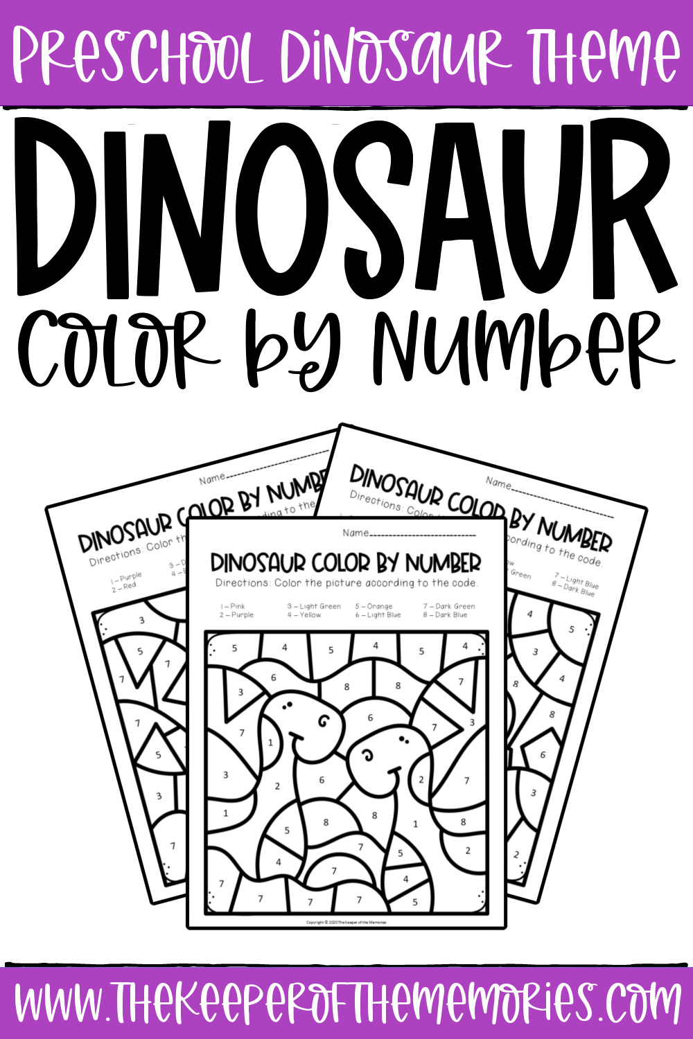 Number dinosaur preschool worksheets