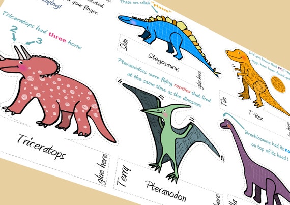 Printable coloring dinosaur finger puppets dinosaur birthday party favour dinosaur coloring pages instant download diy toy
