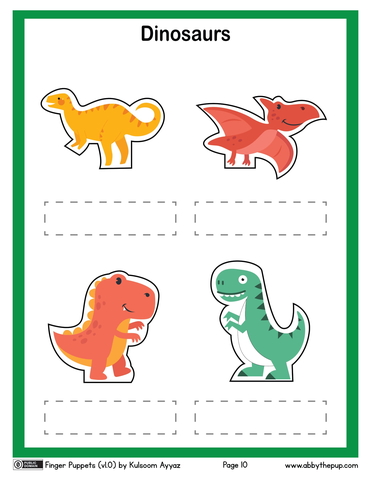 Dinosaurs finger puppets free printable papercraft templates