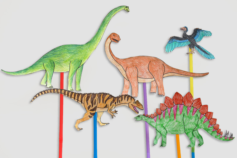Dinosaur stick puppets kids crafts fun craft ideas