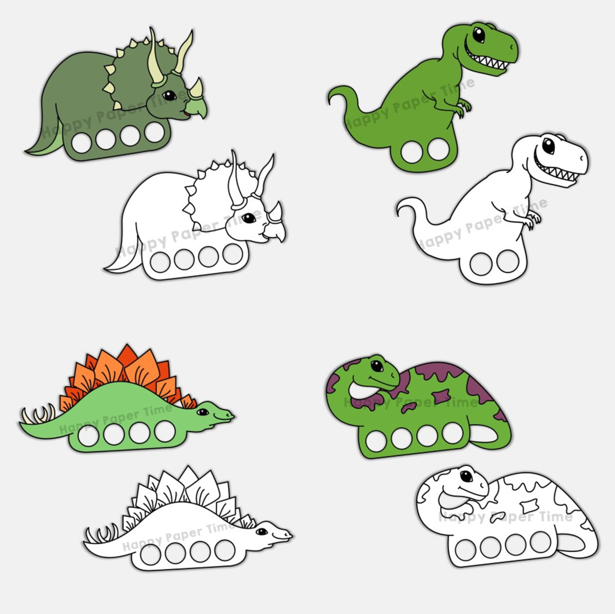 Dinosaur finger puppets printable dino coloring paper craft activity play made by teachers