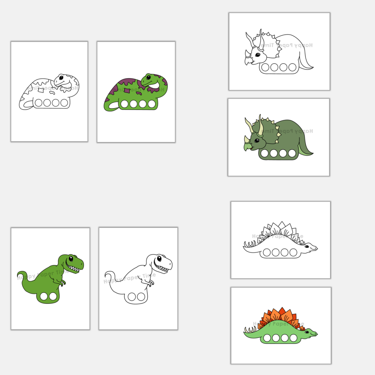 Dinosaur finger puppets printable dino coloring paper craft activity play made by teachers