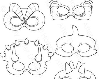 Dinosaurs printable coloring masks dinosaur masks triceratops mask trex mask pterodactyl stegosaurus prehistoric jurassic dino mask