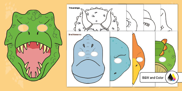 Printable dinosaur masks dramatic play usa