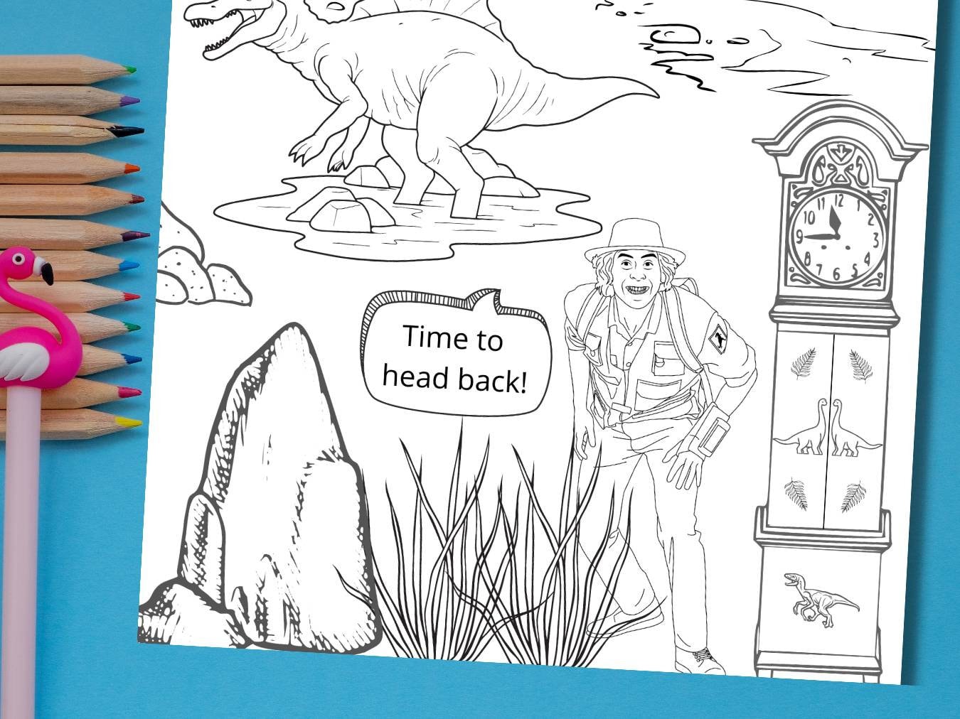 Dinosaur adventure colouring pages