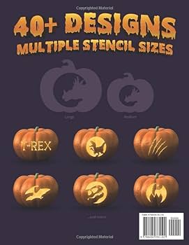 Dinosaur pumpkin rving stencils over roarsome simple and easy to use halloween dinosaur pumpkin designs includes stencils for large and medium size pumpkins publishing creative spook books